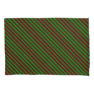 Red & Green Stripes Glitter Pillowcase
