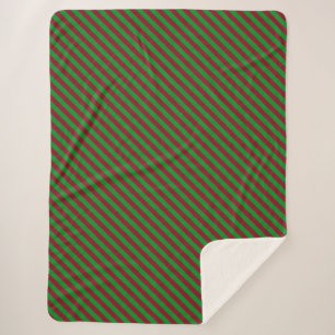Red & Green Stripes Glitter Sherpa Blanket