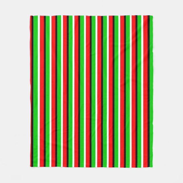 Red Green Stripes Pattern Design Fleece Blanket (Front)