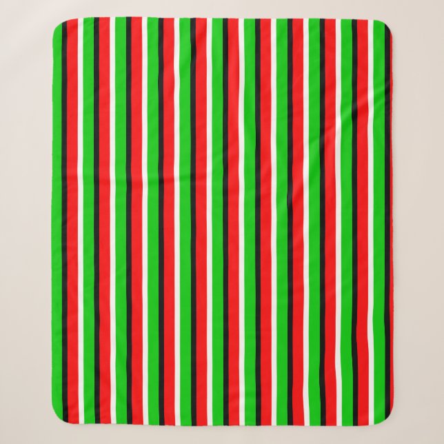 Red Green Stripes Pattern Design Sherpa Blanket (Front)
