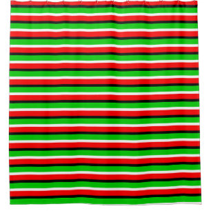 Red Green Stripes Pattern Design Shower Curtain