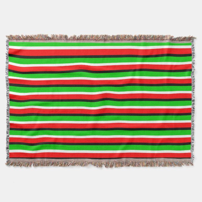 Red Green Stripes Pattern Design Throw Blanket (Front)