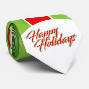 Red Green Stripes with Happy Holidays on Tie