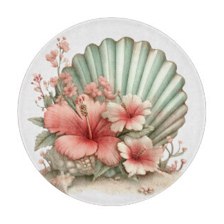 RED & GREEN SUMMER HIBISCUS FLOWERS CUTTING BOARD