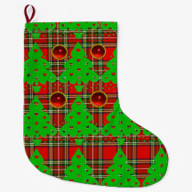 RED GREEN TARTAN ,CHRISTMAS TREE WITH HEARTS