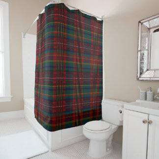 Red Green Tartan Gingham Scottish Plaid Pattern Shower Curtain