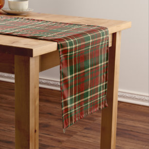 Red green tartan plaid Christmas holiday gifts Short Table Runner