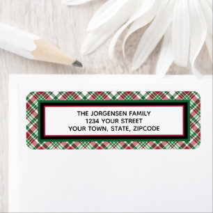 Red & Green Tartan Plaid Holiday Return Address Label