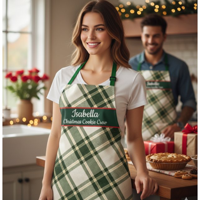 Red Green Tartan Plaid Personalized Christmas  Apr Apron (Red Green Tartan Plaid Personalized Christmas Apron)