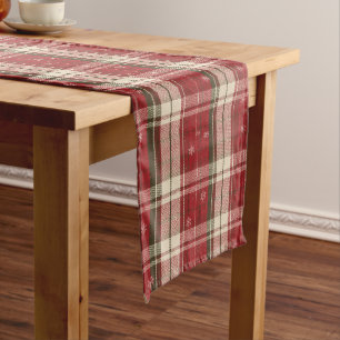 Red & Green Tartan Snowflake Christmas Long Table Runner