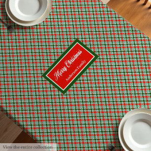 Red Green Tartan Tablecloth Chic Custom Name Style
