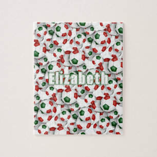 red green team colors girls boys soccer jigsaw puzzle