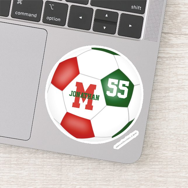 Red green team colours boys girls soccer (Detail)