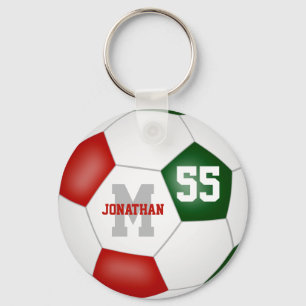 red green team colours boys girls sports soccer key ring