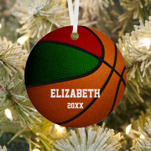 red green team colours girls boys basketball metal tree decoration