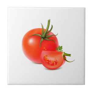 Red Green Tomato Food Art Ceramic Tile
