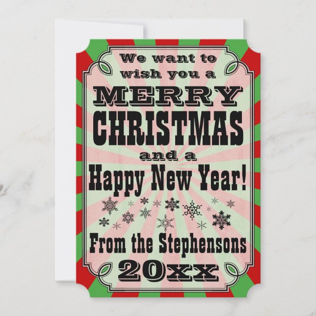 Red Green Vintage Country Christmas Greeting Card (Front)