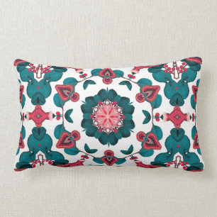Red & Green Vintage George Shaw Butterfly Remix Lumbar Cushion