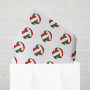 red green volleyballs pattern tissue paper