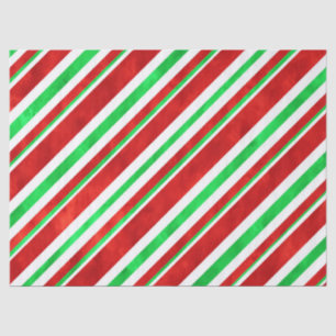 Red Green Watercolor Candy Cane Stripes 2 Tissue Paper