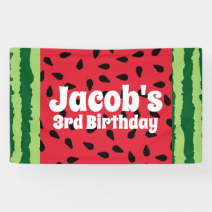 Red Green Watermelon Cocomelon Birthday Party Banner