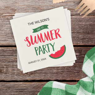 Red Green Watermelon End of Summer Party Napkin