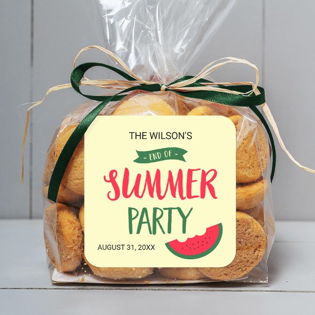 Red Green Watermelon End of Summer Party Square Sticker (Creator Uploaded)