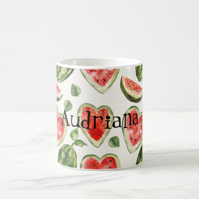 Red Green Watermelon Hearts  Coffee Mug (Center)