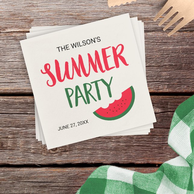Red Green Watermelon Summer Party Napkin (Creator Uploaded)