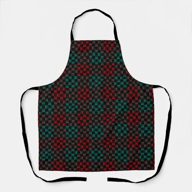 Red Green Weave Pattern Apron (Front)