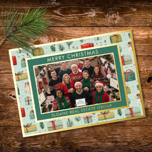 Red Green Whimsical Gifts Merry Christmas Photo Foil Holiday Card