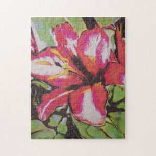 red green white and black lily flowers abstract jigsaw puzzle