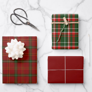Red Green White and Black Plaid   Wrapping Paper Sheet