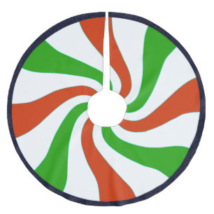 Red, Green, White & Blue Swirl - Brushed Polyester Tree Skirt