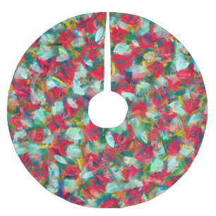 Red Green White Blue Yellow Abstraction Brushed Polyester Tree Skirt