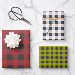 Red, Green & White Buffalo Plaid  Coordinated Wrapping Paper Sheet