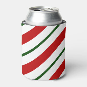Red Green & White Candy Cane Christmas Can Cooler