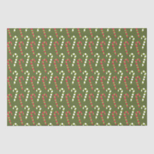 Red Green White Candy Canes with Green Backing  Tissue Paper