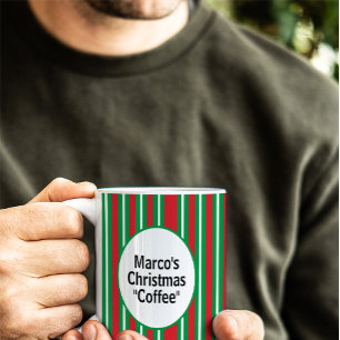 Red Green White Christmas Candy Cane Stripes Coffee Mug
