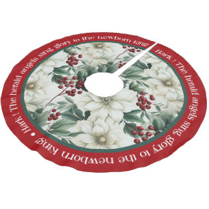 Red Green White Christmas Pointsettia Brushed Polyester Tree Skirt