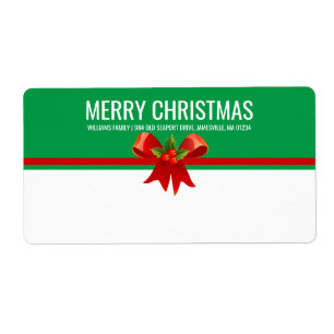Red Green & White Christmas Shipping Label