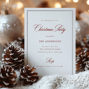 Red Green White Classic Elegance Christmas Party Invitation