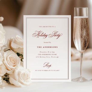 Red Green White Classic Elegance Holiday Party Invitation