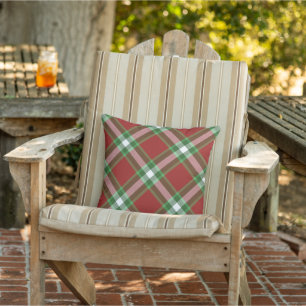Red Green White Cool Red Lumberjack Plaid Pattern Cushion