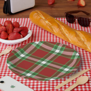 Red Green White Cool Red Lumberjack Plaid Pattern Paper Plate