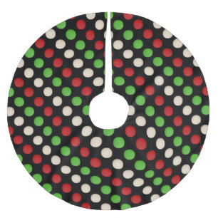 Red Green White Dot Pattern Brushed Polyester Tree Skirt