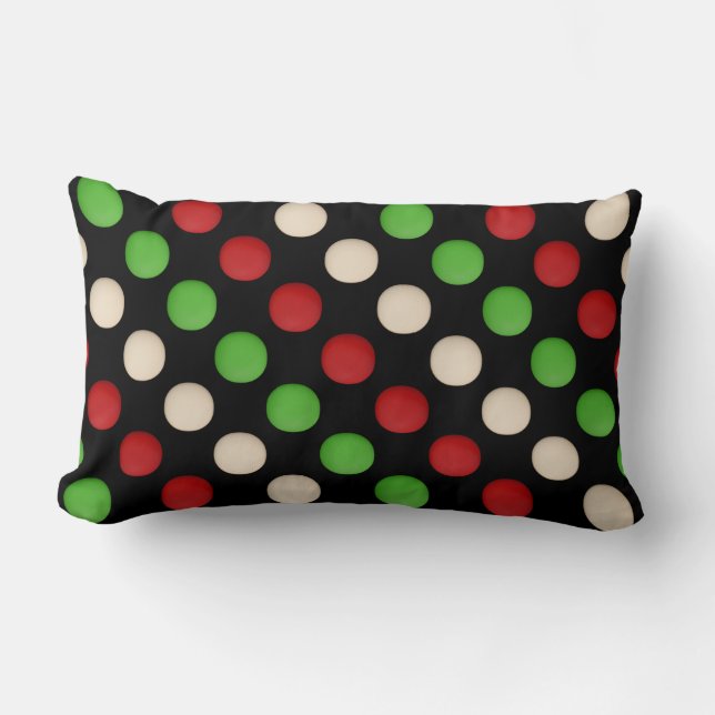 Red Green White Dot Pattern Lumbar Cushion (Front)