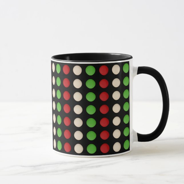 Red Green White Dot Pattern Mug (Right)