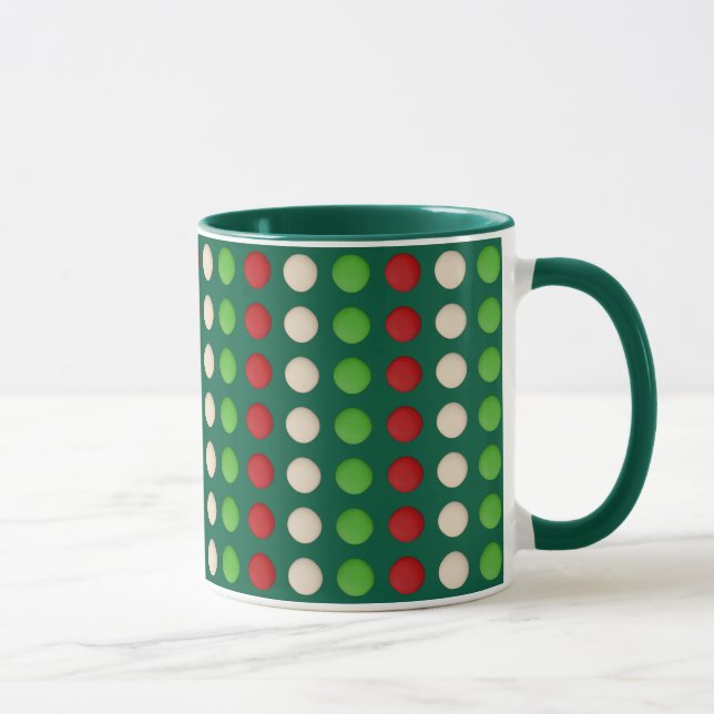 Red Green White Dot Pattern Mug (Right)