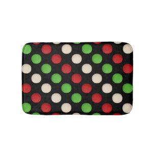 Red Green White Dots Bath Mat